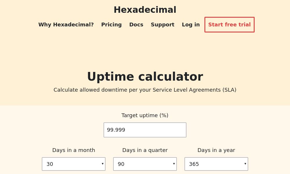 Screenshot of Availability calculator