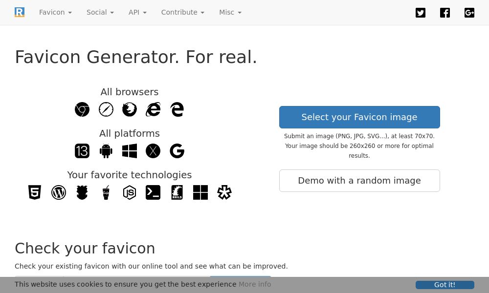Screenshot of Favicon Generator. For real.