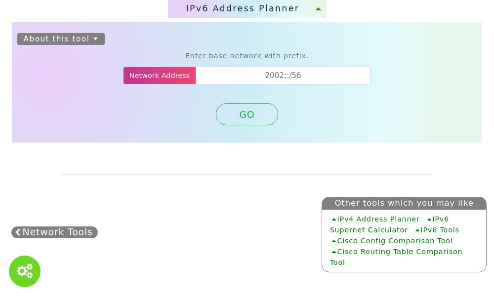 Screenshot of IPv6 Address Planner