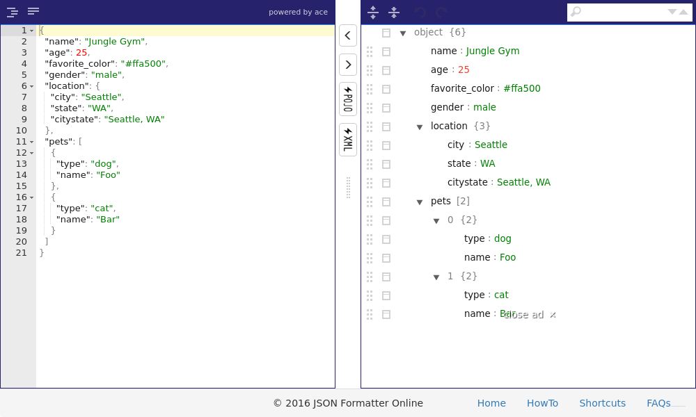 Screenshot of JSON Formatter