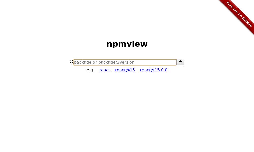 Screenshot of npmview