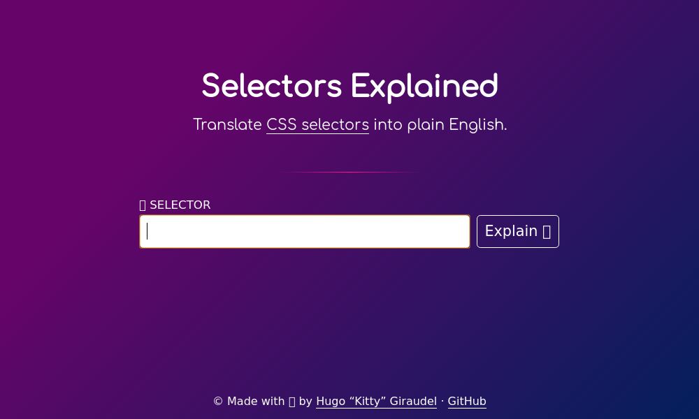 Screenshot of Selectors Explained