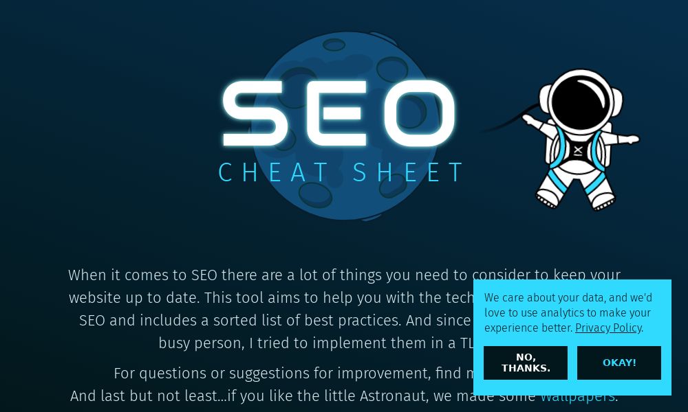 Screenshot of SEO Cheat Sheet