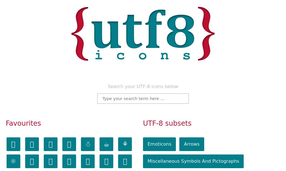 Screenshot of UTF-8 icons