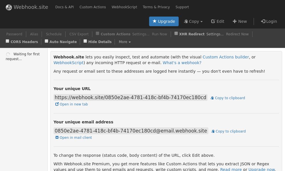 Screenshot of Webhook.site